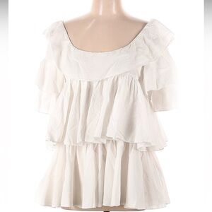 Premium Designer Tome Beautiful White Ruffle Top L